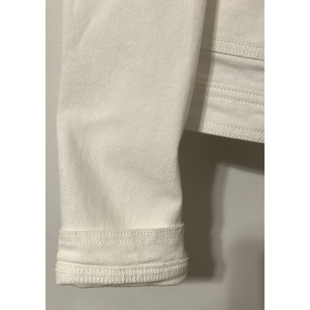 Susan Graver Stretch Denim Collarless Jacket w/Patch Pockets - Women's L - White - Picture 3 of 8
